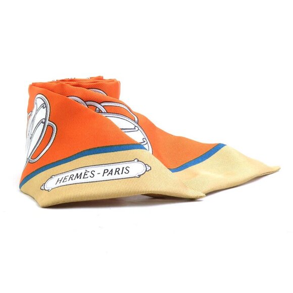 HERMES Twilly Scarf Orange/Multicolor Silk - e60406a